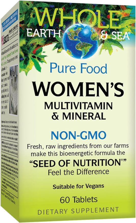 Natural Factors Women's Multivitamin & Mineral from Whole Earth & Sea - Vegan Whole Food Supplement, 60 Tablets