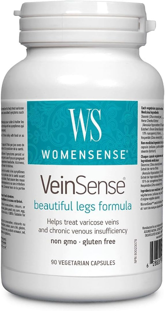 Natural Factors WomenSense VeinSense - Vegan Beauty Supplement for Healthy Veins & Legs - Non-GMO, 60 Capsules