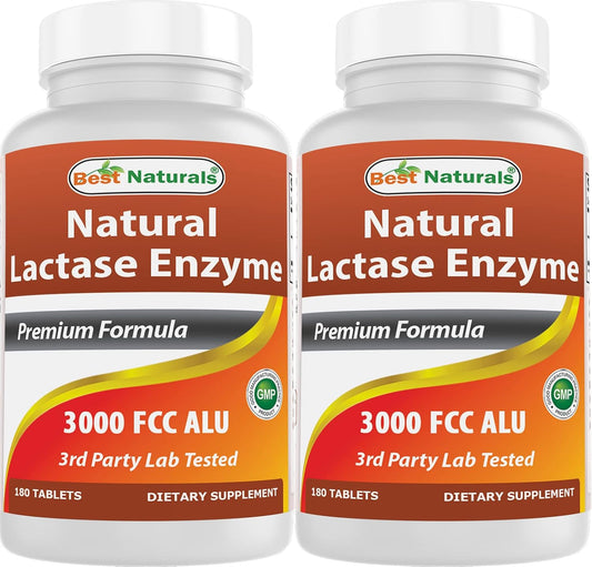 Natural Fast-Acting Lactase Enzyme Tablets - 3000 FCC ALU - 360 Count
