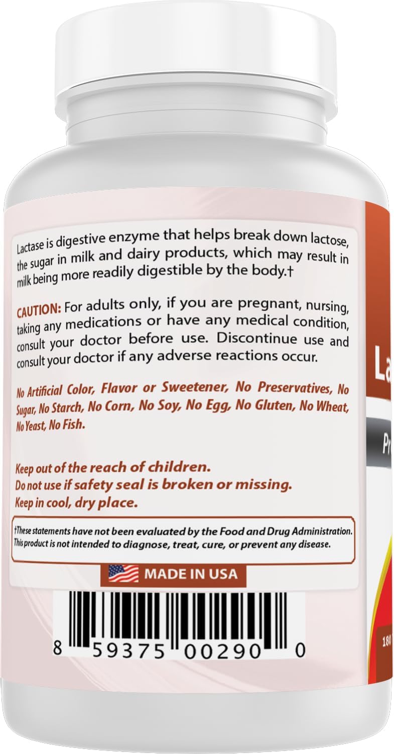 Natural Fast-Acting Lactase Enzyme Tablets - 3000 FCC ALU - 360 Count