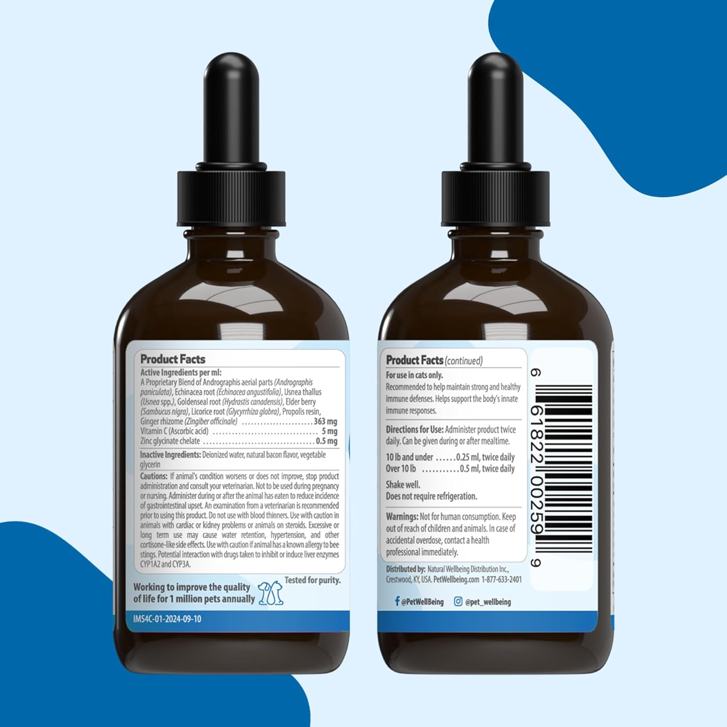 Natural Feline Immune Support Supplement - Promotes Healthy Immune System, Digestive Health, Andrographis, Echinacea, Vitamin C, Zinc - Veterinarian-Designed Formula 4 oz