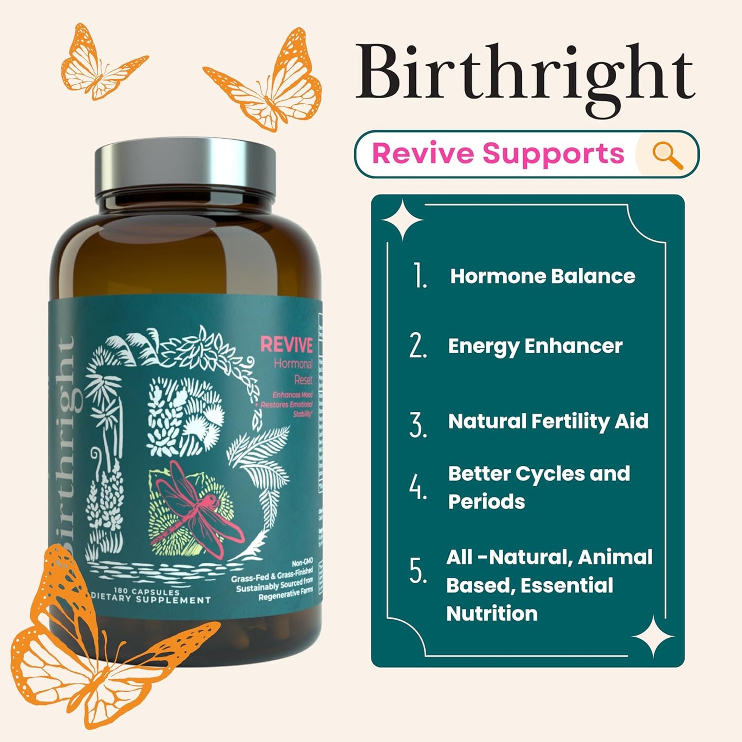 Natural Female Hormone Support for Energy, Fertility, Menstrual Cycle, Ovulation, Pregnancy, and Menopause - Liver, Kidney, Magnesium, Red Raspberry Herbal Blend
