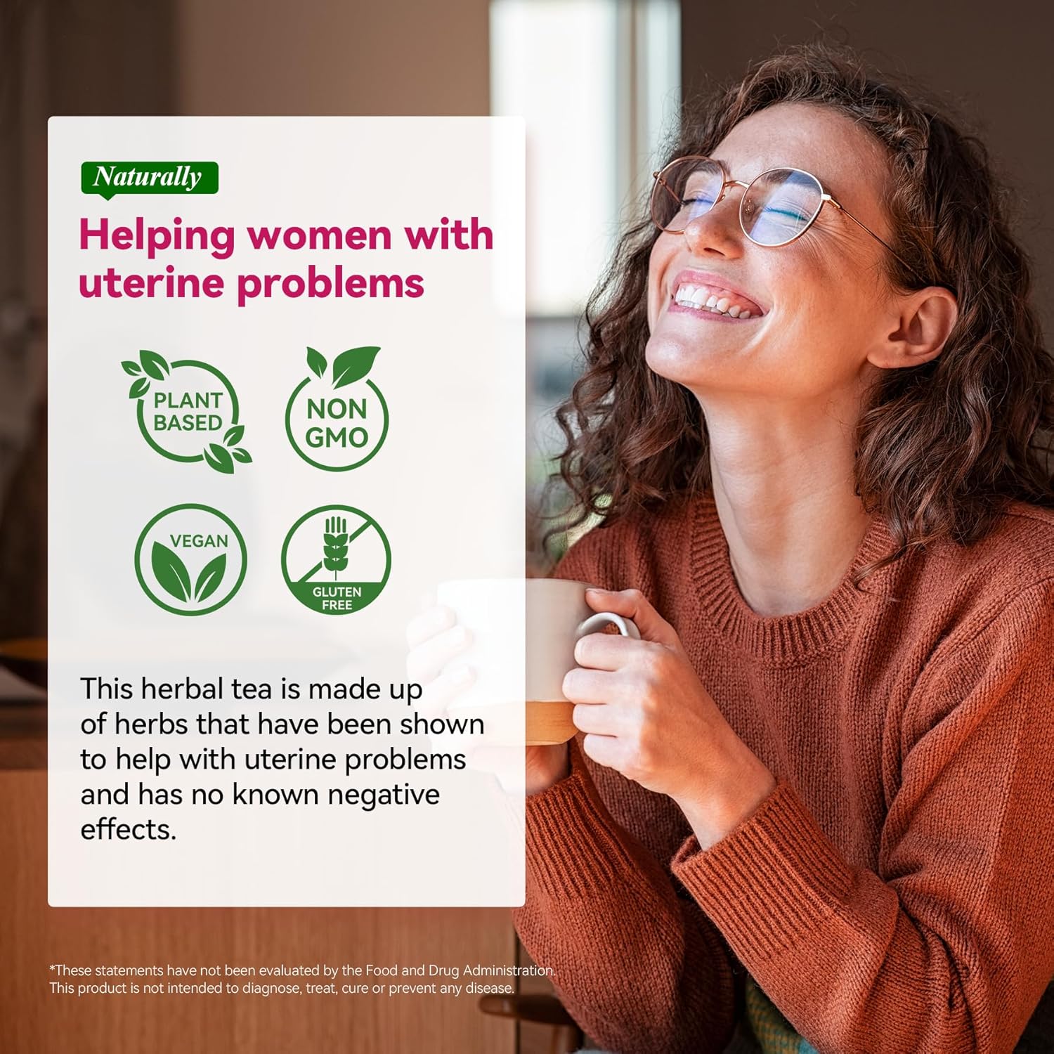 Natural Fertility Tea for Women - Shrink Fibroids, Ovarian Cysts, Balance Hormones - 10 Teabags