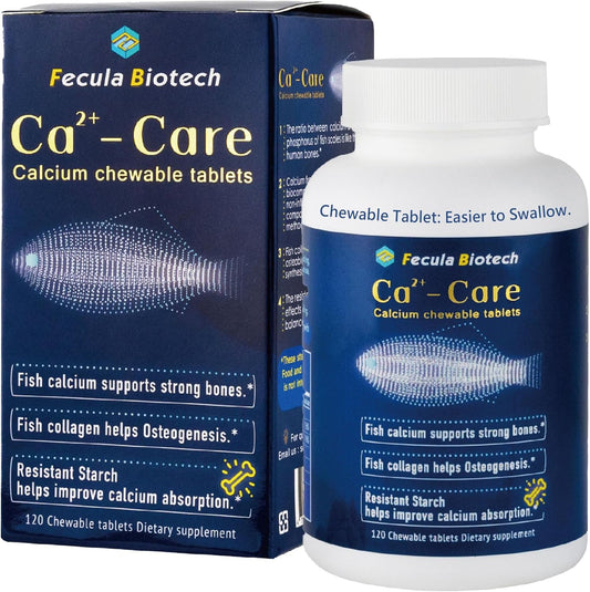 Natural Fish Scale Calcium Supplement for Strong Bones and Muscles | Effective Absorption, Bone Health Support | 120 Chewable Tablets for All Ages