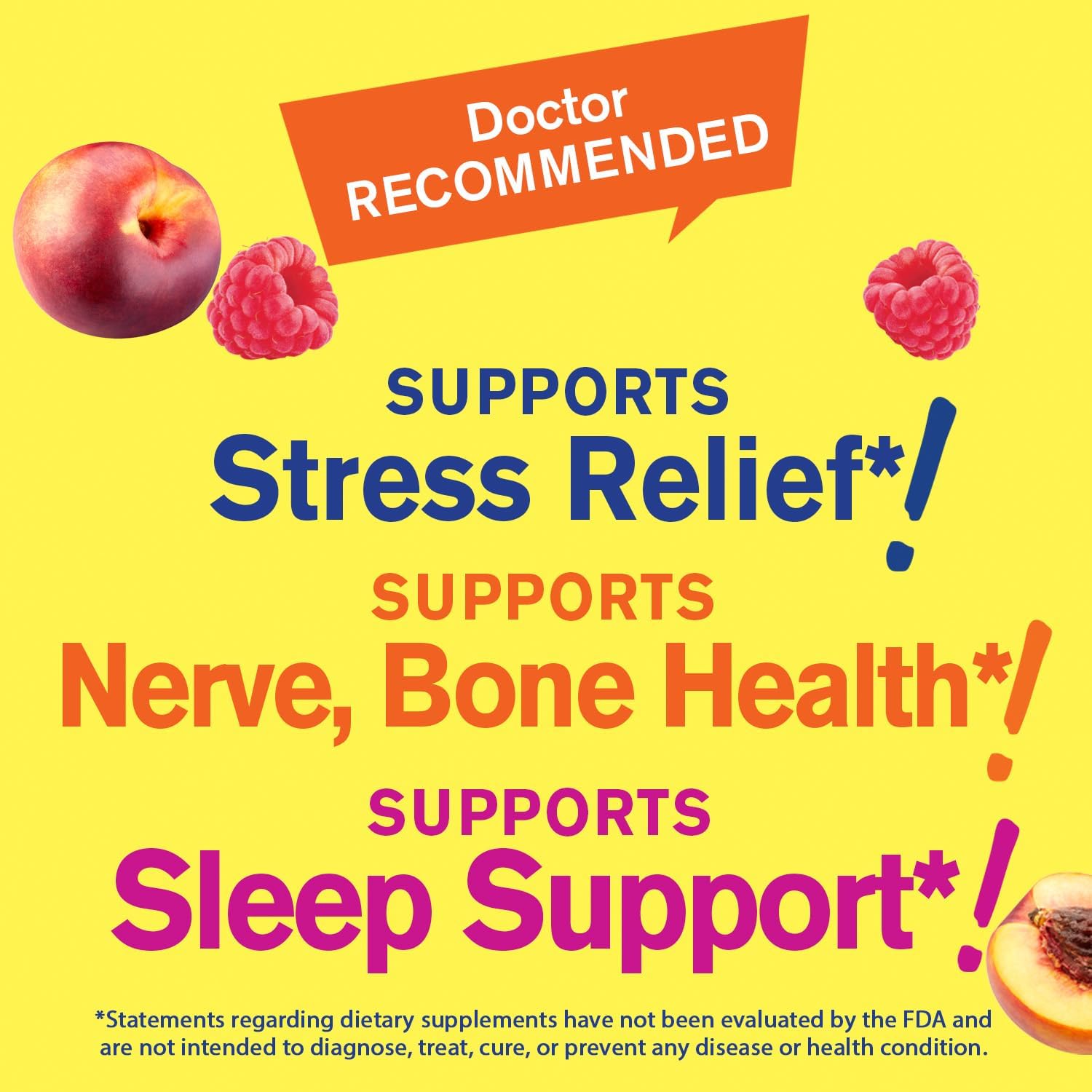 Natural Flavored Magnesium Citrate Gummies 250mg for Stress Relief & Sleep Support - Gluten-Free & Non-GMO - 90 Chewable Supplements