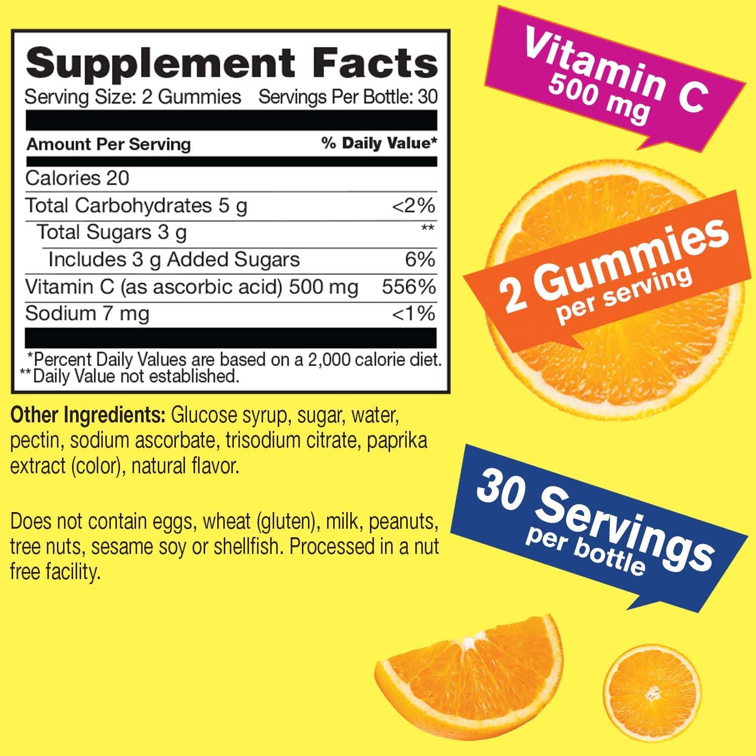 Natural Flavored WellYeah Vitamin C Gummies 500mg for Adults - Immune & Antioxidant Support - Vegan & Nut Free - 60 Count