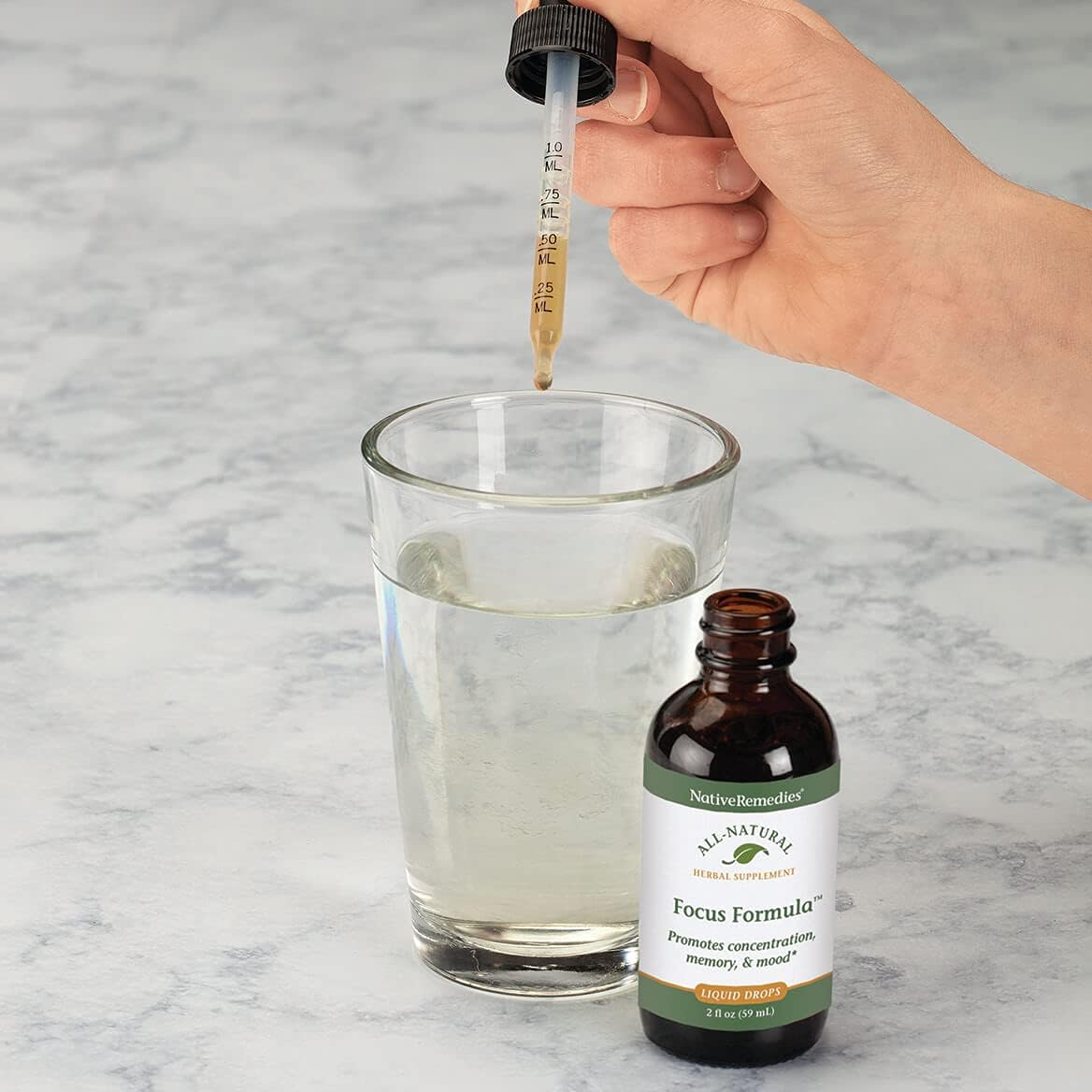 Natural Focus Formula Liquid Supplement for Improved Concentration and Mental Clarity - 2 Fl Oz