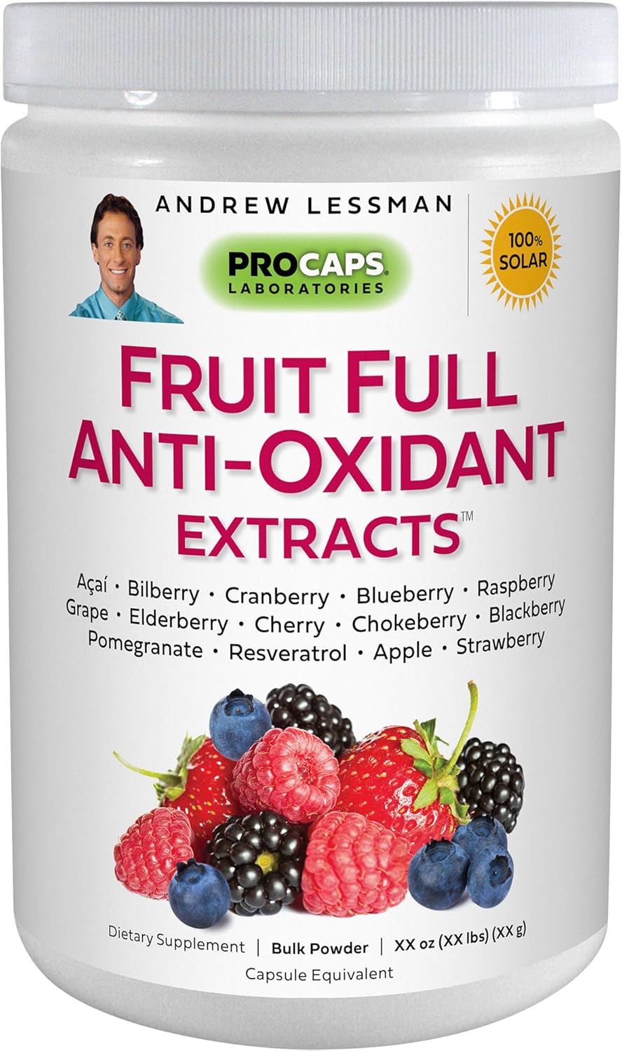 Natural Fruit Full Anti-Oxidant Extracts Powder - 600 Servings with 14 Fruit and Berry Extracts Including Bilberry, Cranberry, and Resveratrol