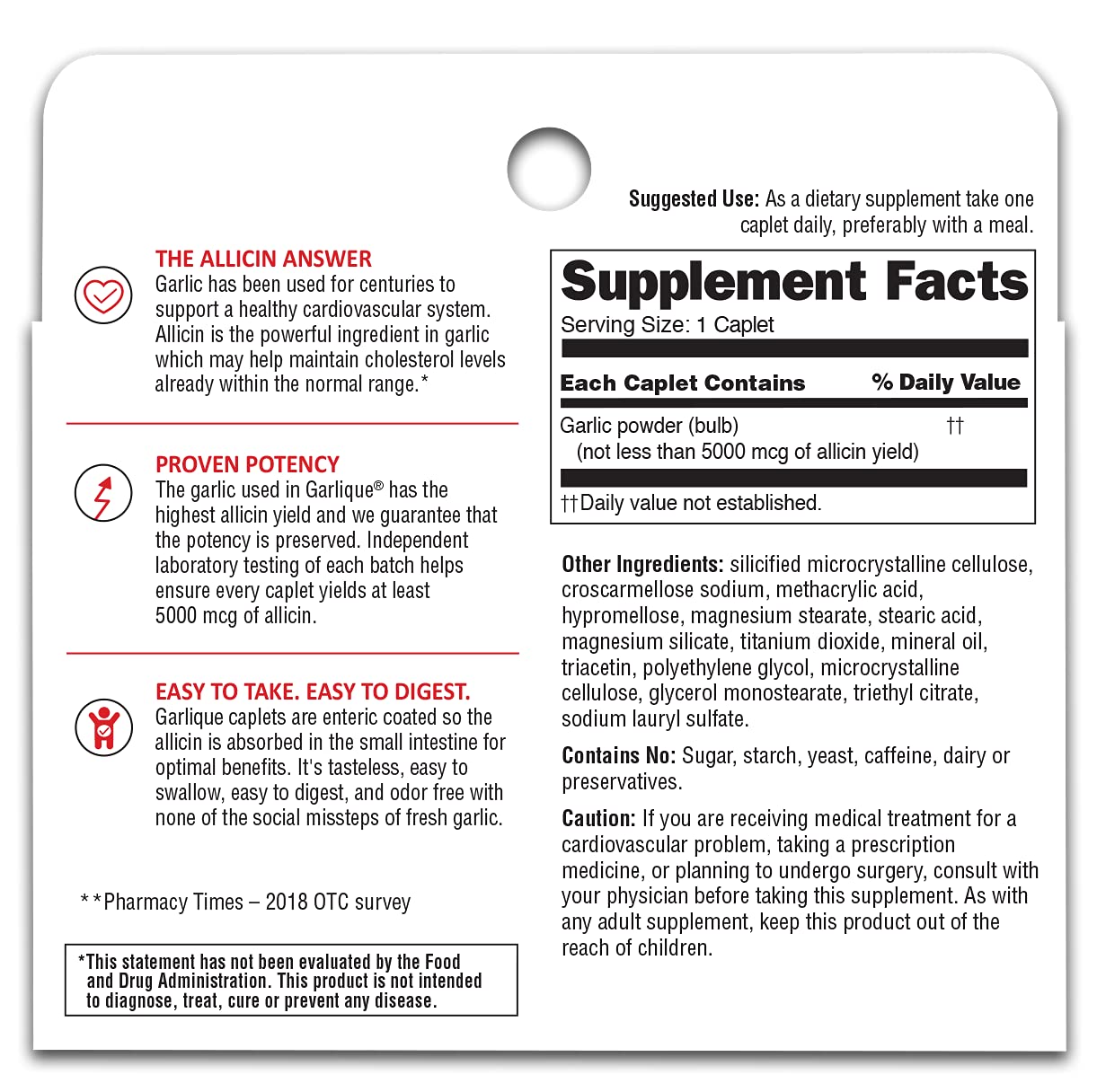 Natural Garlic Supplement - 60 Tablets for Heart Health and Immune Support