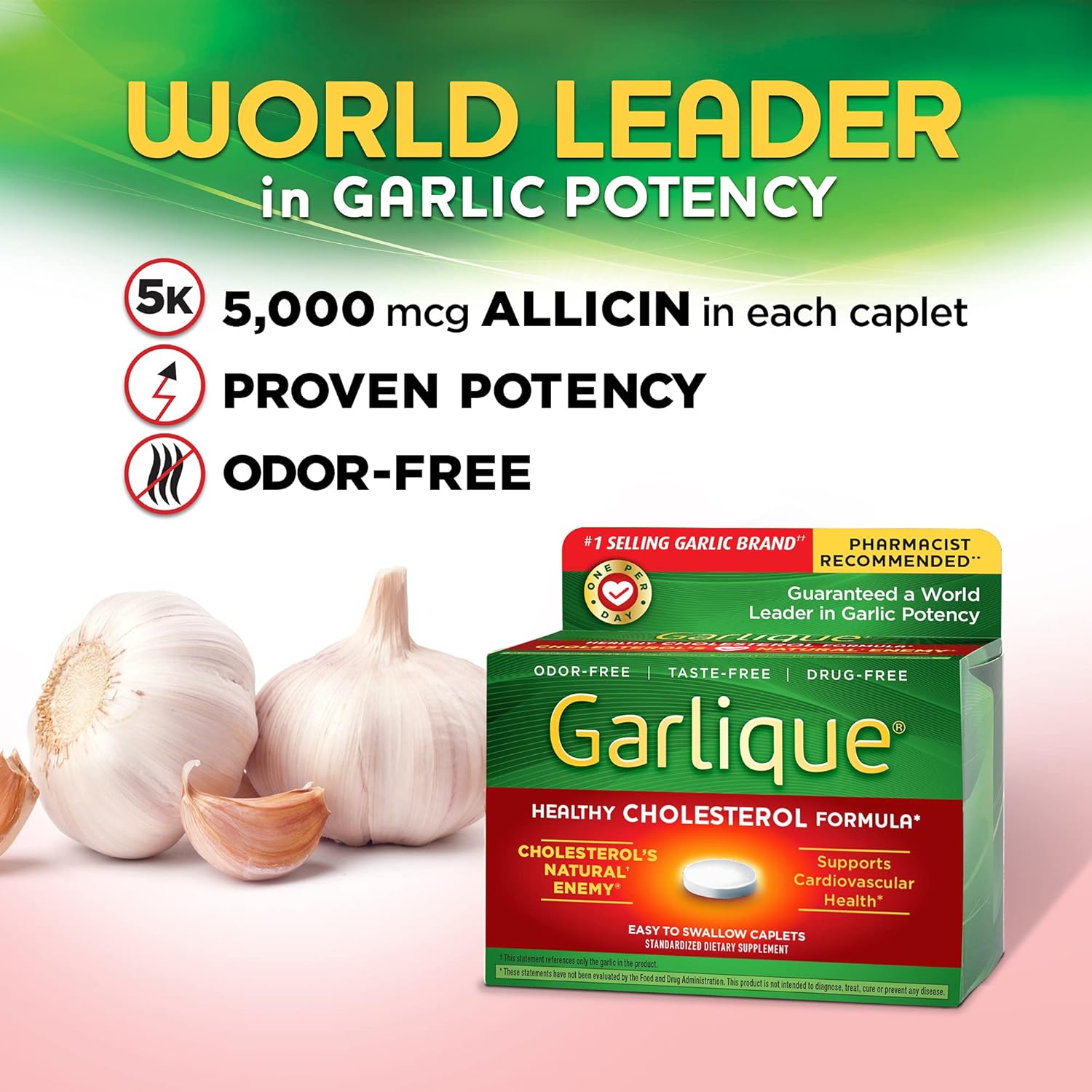 Natural Garlic Supplement - 60 Tablets for Heart Health and Immune Support