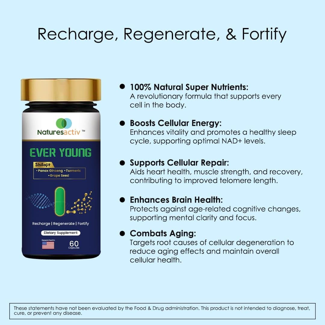 Natural Ginseng Anti-Aging Supplement - 60 Capsules by Naturesactiv