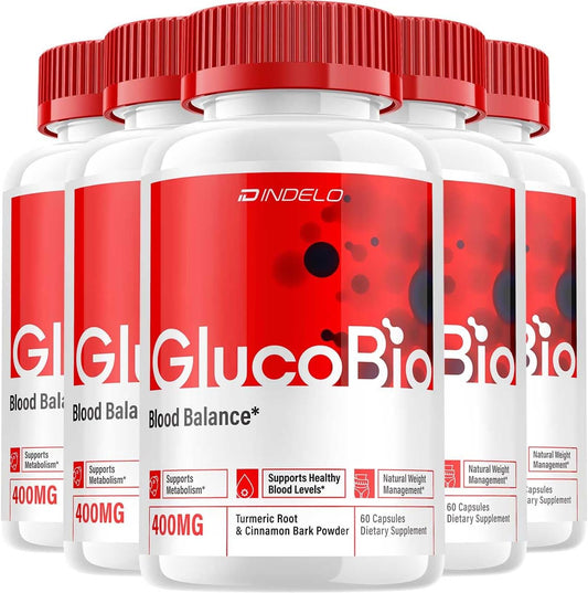 Natural GlucoBio Advanced Vitamin Capsules for Healthy Glucose Levels - Maximum Strength Daily Supplement (5 Pack - 300 Capsules)