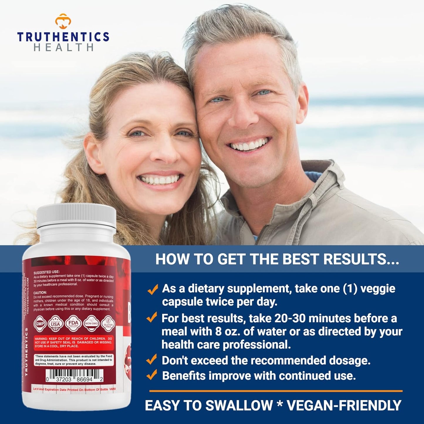 Natural GlucoPlus Supplement with 20 Herbs, Vitamins & Minerals - Cinnamon, Chromium, Vanadium - 60 Capsules