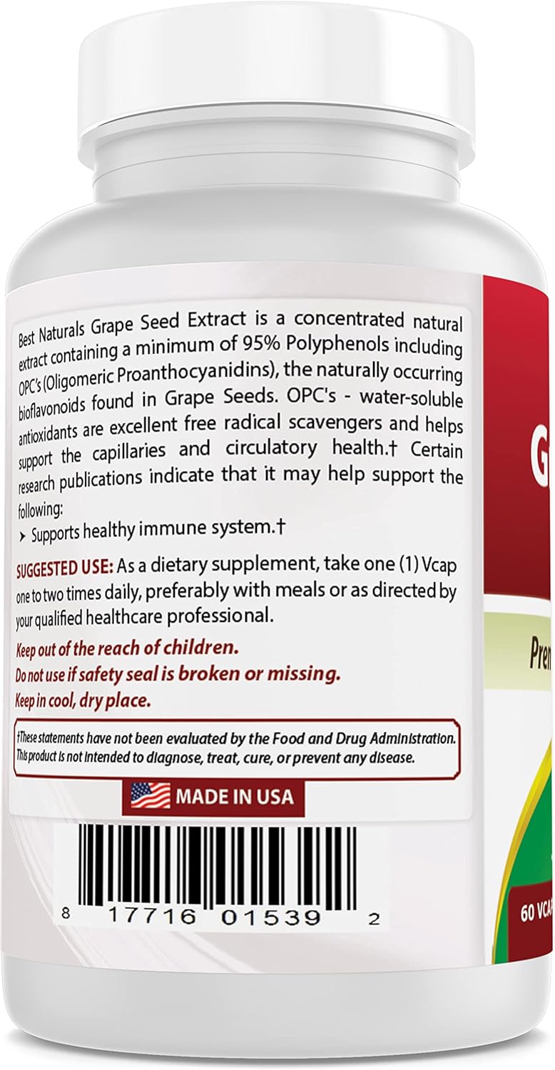 Natural Grape Seed Extract 400mg - 180 Vcaps (Pack of 3) - Top Quality Antioxidant Supplement