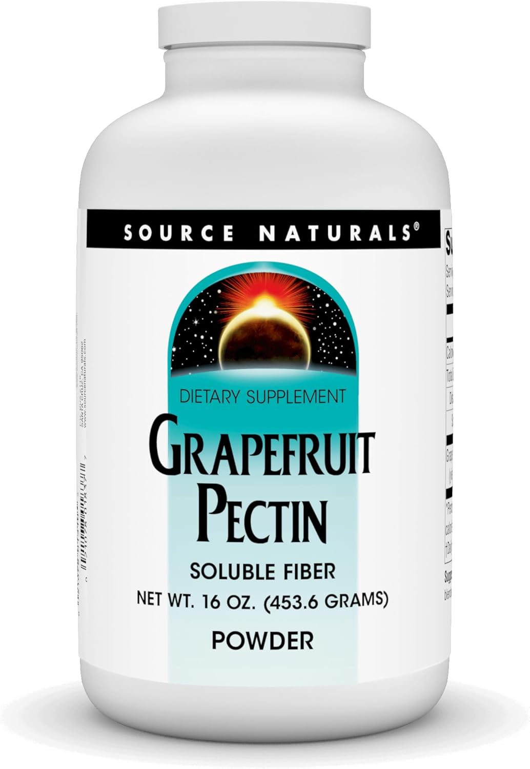 Natural Grapefruit Pectin Powder - High Soluble Fiber Dietary Supplement 16 oz - Source Naturals