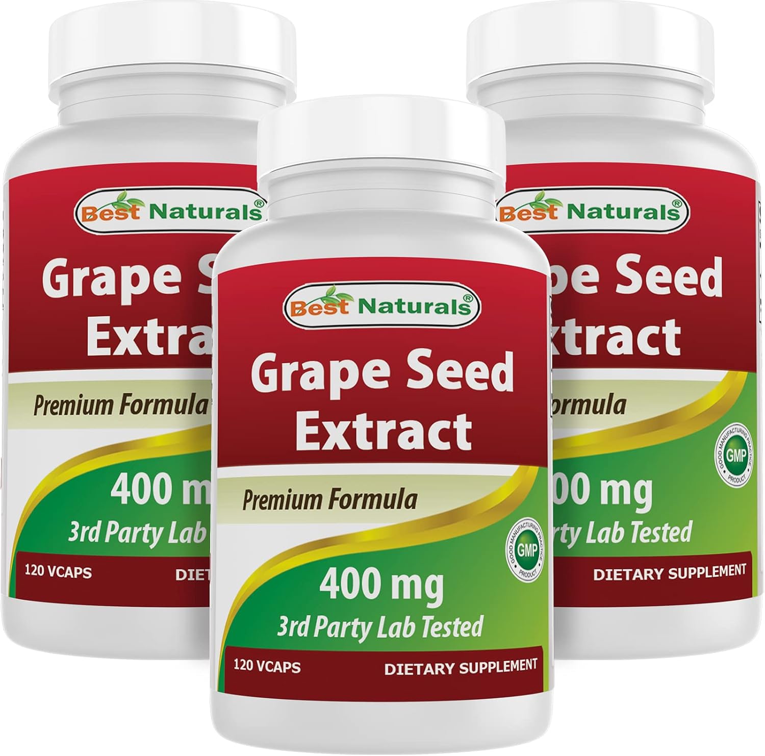 Natural Grapeseed Extract 400mg 120 Vcapsules - Pack of 3 (360 Count) - High Quality Antioxidant Supplement for Health