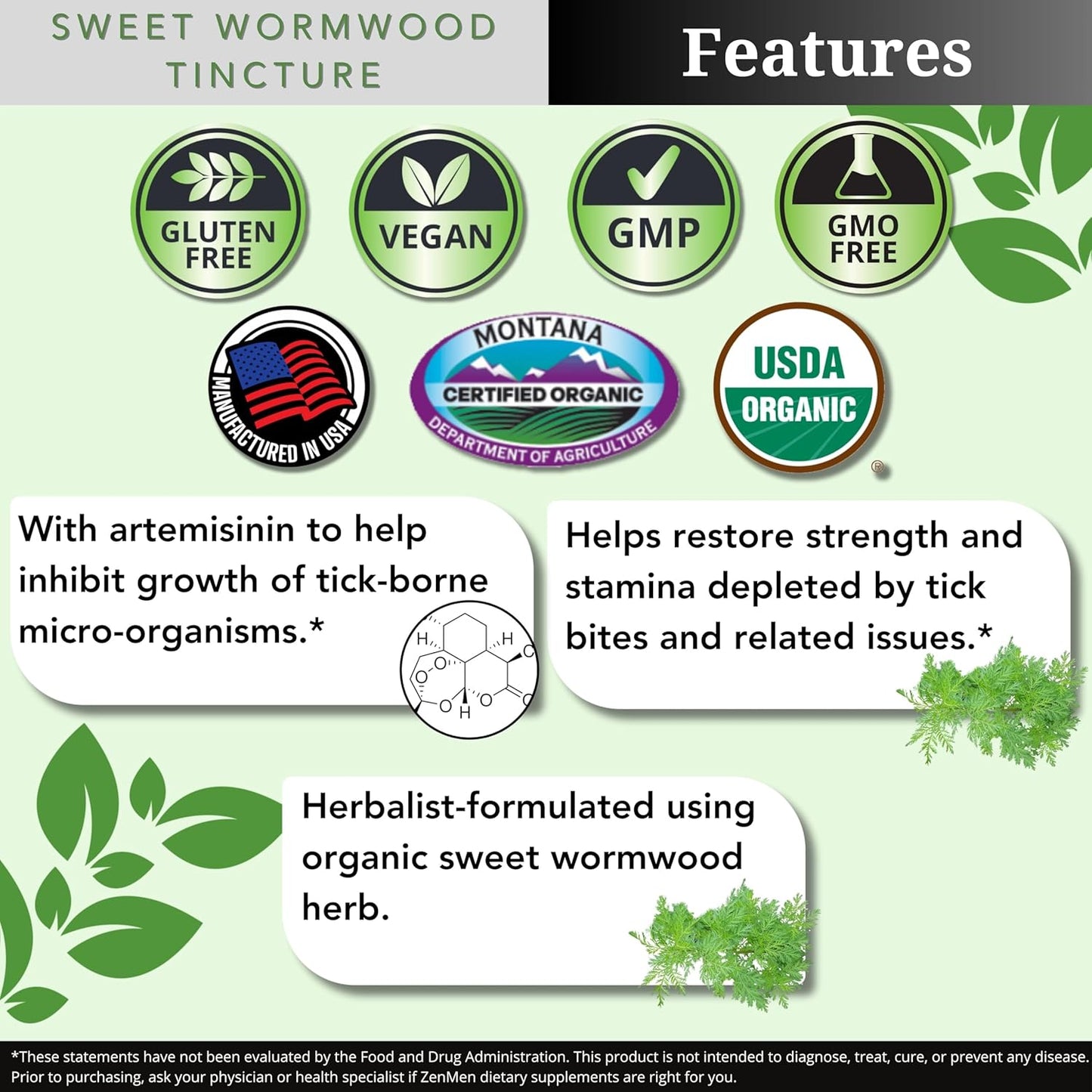 Natural Green Black Walnut Wormwood Complex Tincture - Promote Health and Wellness with Liquid Extract - 60 Day Supply