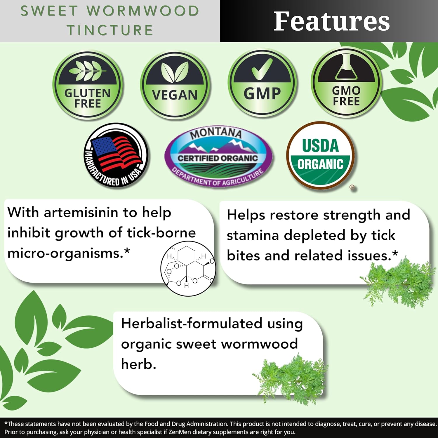 Natural Green Black Walnut Wormwood Complex Tincture - Promote Health and Wellness with Liquid Extract - 60 Day Supply