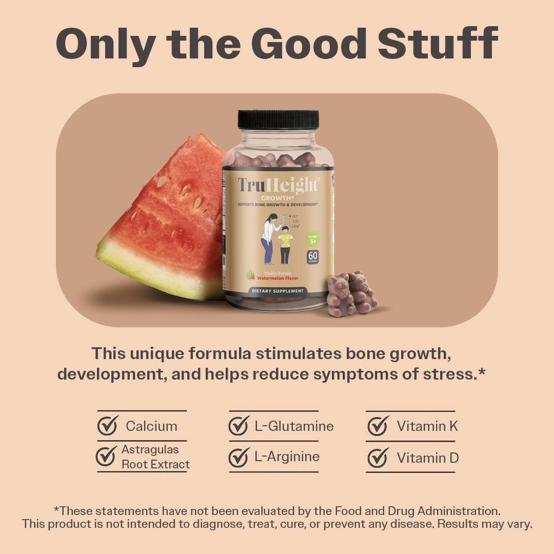 Natural Height Growth Gummies for Kids & Teens - Pediatric Recommended Supplement with Ashwagandha & Calcium - Increase Height, Strengthen Bones, Grow Taller - Ages 5+