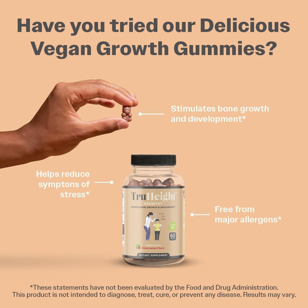 Natural Height Growth Gummies for Kids & Teens - Pediatric Recommended Supplement with Ashwagandha & Calcium - Increase Height, Strengthen Bones, Grow Taller - Ages 5+