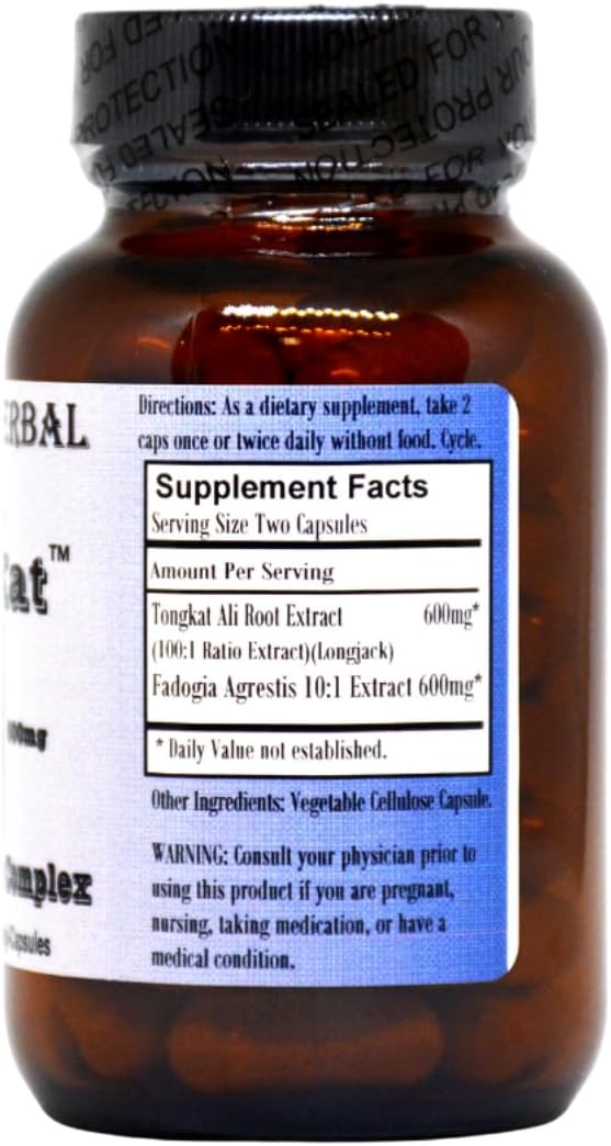 Natural Herbal Elixirs for Athletic Performance | Fad-Kat Fadogia Agrestis & Tongkat Ali | 600mg | Potent Extract | 60 Capsules