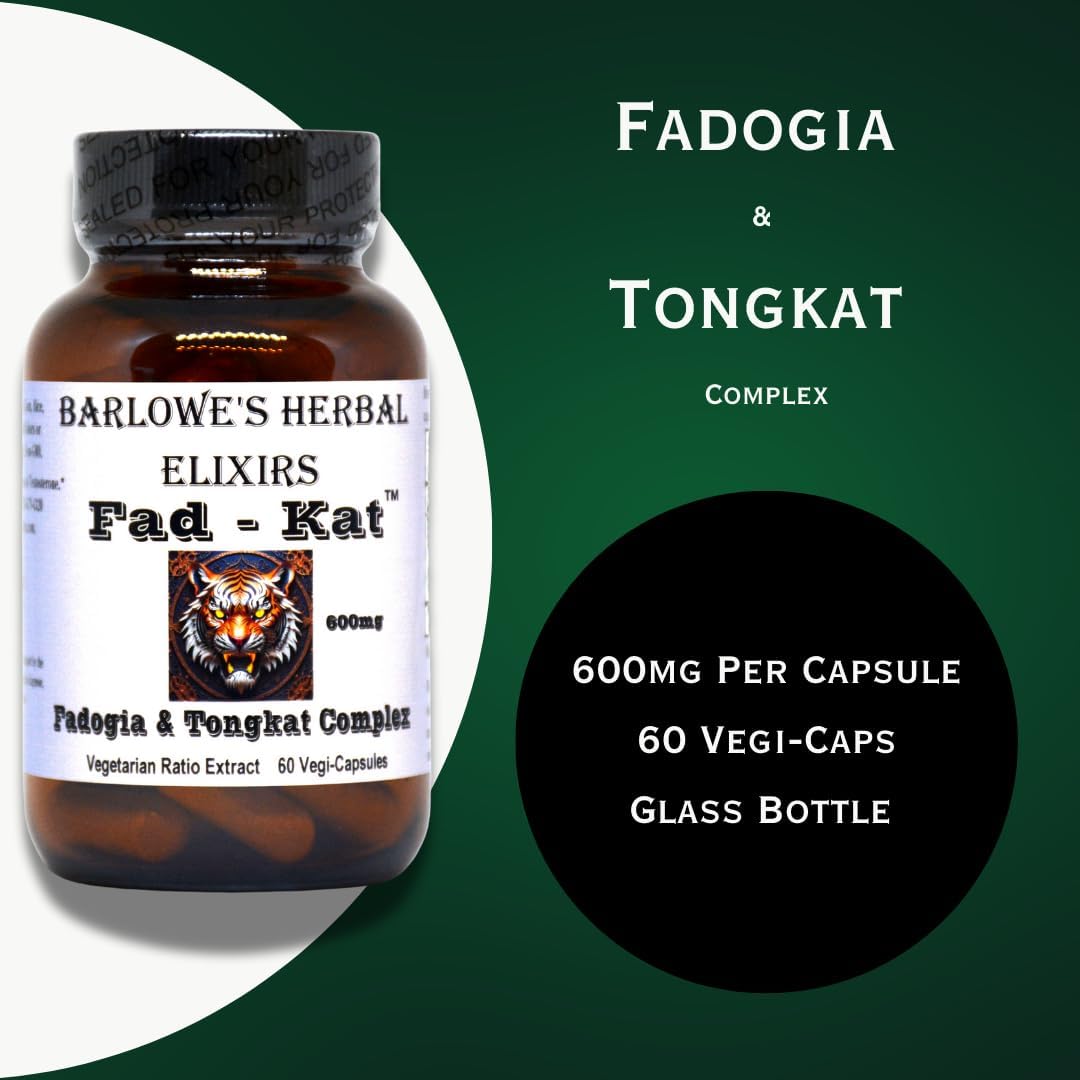Natural Herbal Elixirs for Athletic Performance | Fad-Kat Fadogia Agrestis & Tongkat Ali | 600mg | Potent Extract | 60 Capsules