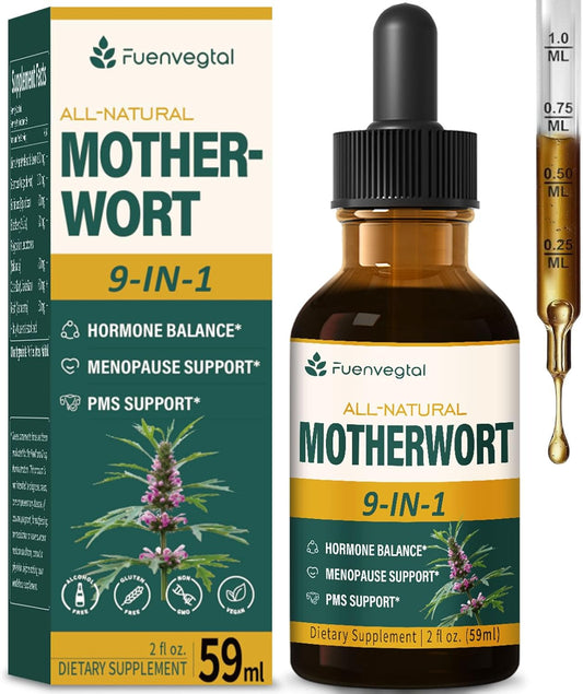 Natural Herbal Menopause Relief Drops with Motherwort & Dong Quai - Hormonal Balance Supplement for Women - Alcohol-Free Tincture - 2oz