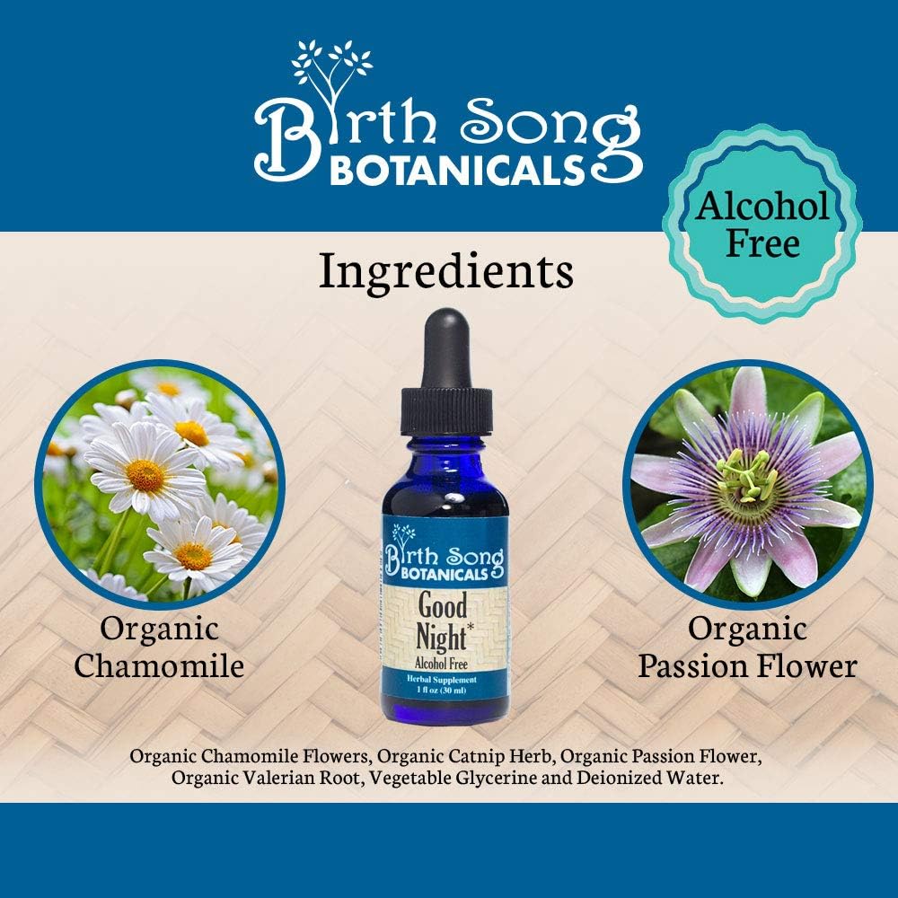 Natural Herbal Sleep Aid Tincture with Valerian Root and Chamomile - 1oz Bottle by Birth Song Botanicals