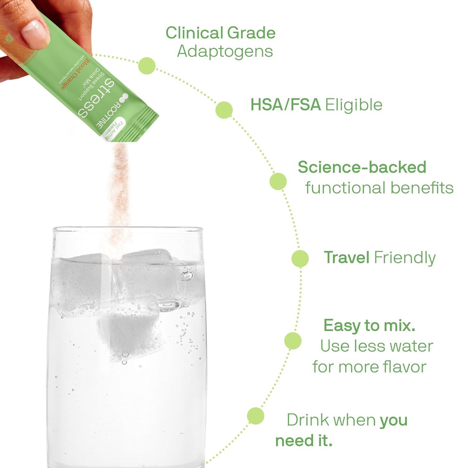 Natural Herbal Stress Support Drink Mix for Energy, Mood, & Cortisol Balance - 10 Pack