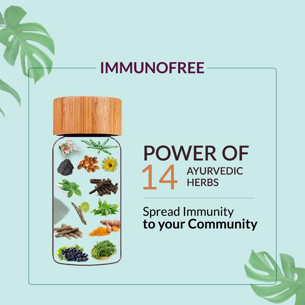 Natural Herbal Supplement for Immune Support - Vegan Blend of Tulsi, Kalmegh, Yashtimadhu & Giloy - 60 Tablets - Biogetica Immunofree