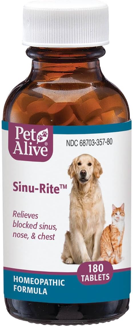 Natural Homeopathic Relief for Allergy-Related Congestion and Sinusitis in Pets - 180 Tablets