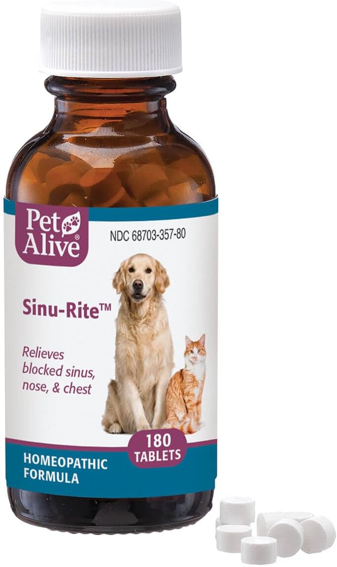 Natural Homeopathic Relief for Allergy-Related Congestion and Sinusitis in Pets - 180 Tablets