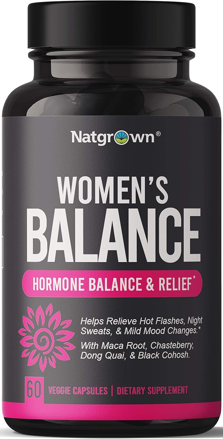 Natural Hormone Balance Supplement for Women - Menopause & PMS Relief, Fertility Support - Maca Root, Vitex, Dong Quai, Black Cohosh - Vegan Capsules