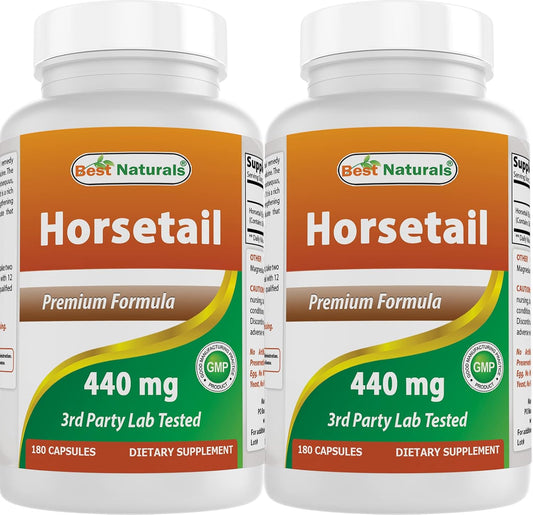 Natural Horsetail Supplement 440 mg - 360 Capsules for Hair, Skin, and Nails Support