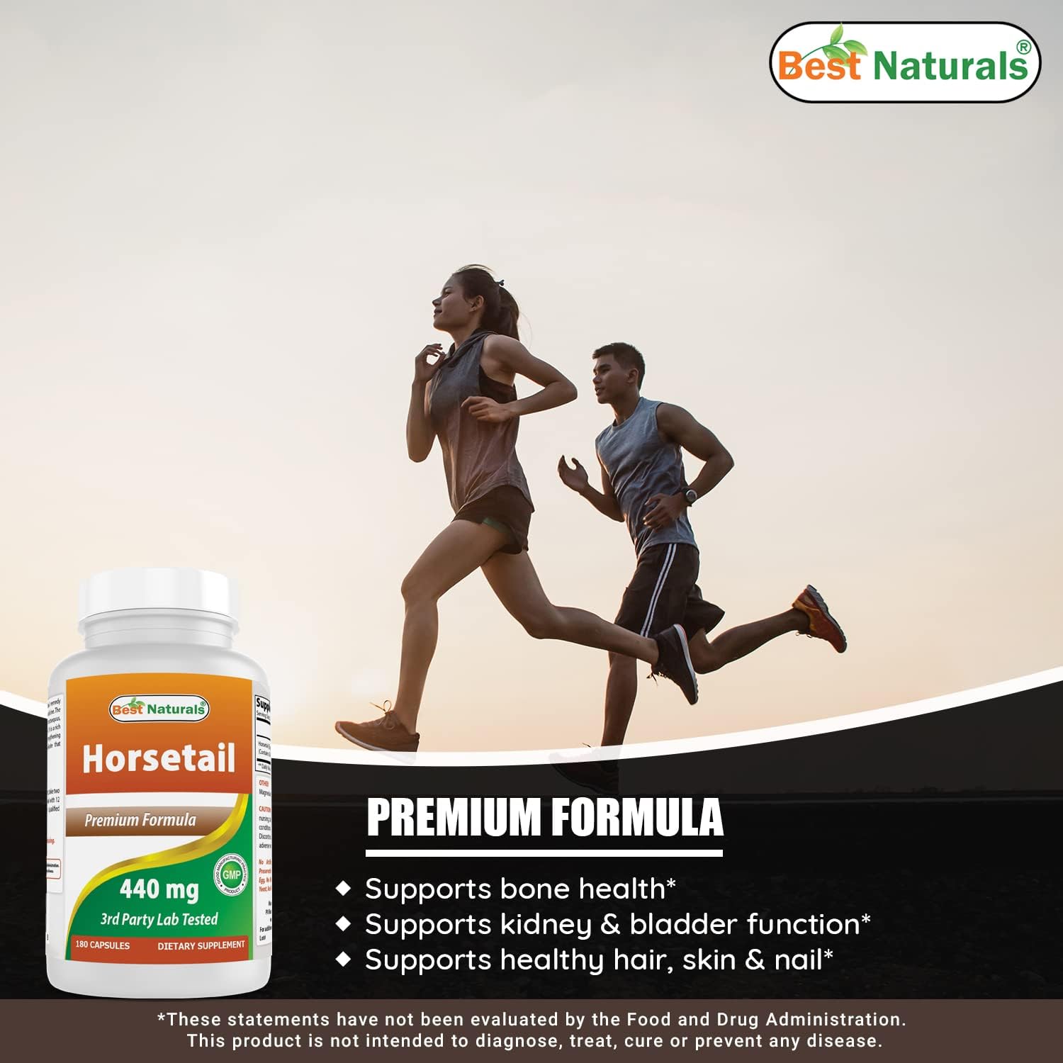 Natural Horsetail Supplement 440 mg - 360 Capsules for Hair, Skin, and Nails Support