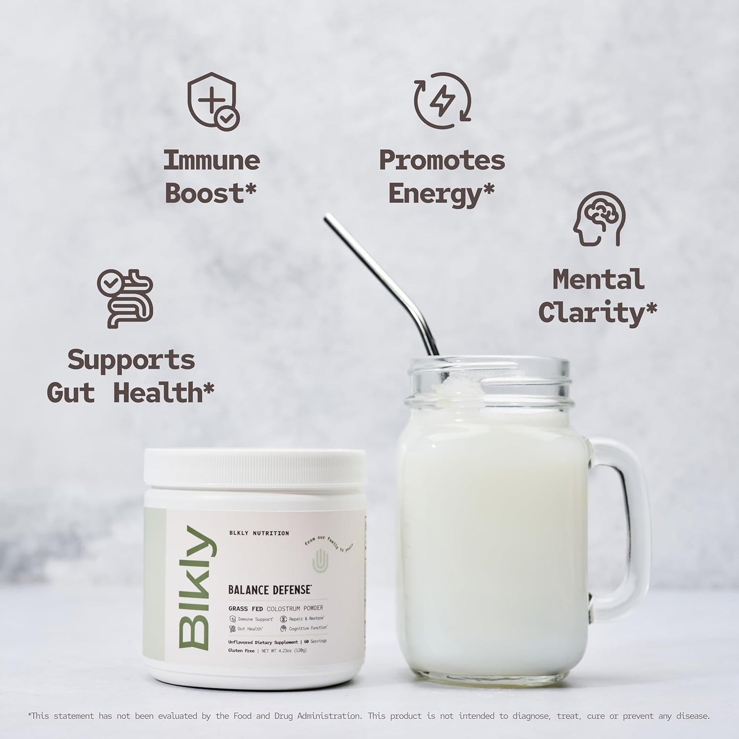 Natural IgG Colostrum Powder for Gut Health, Immune Support, & Muscle Recovery - 60 Servings