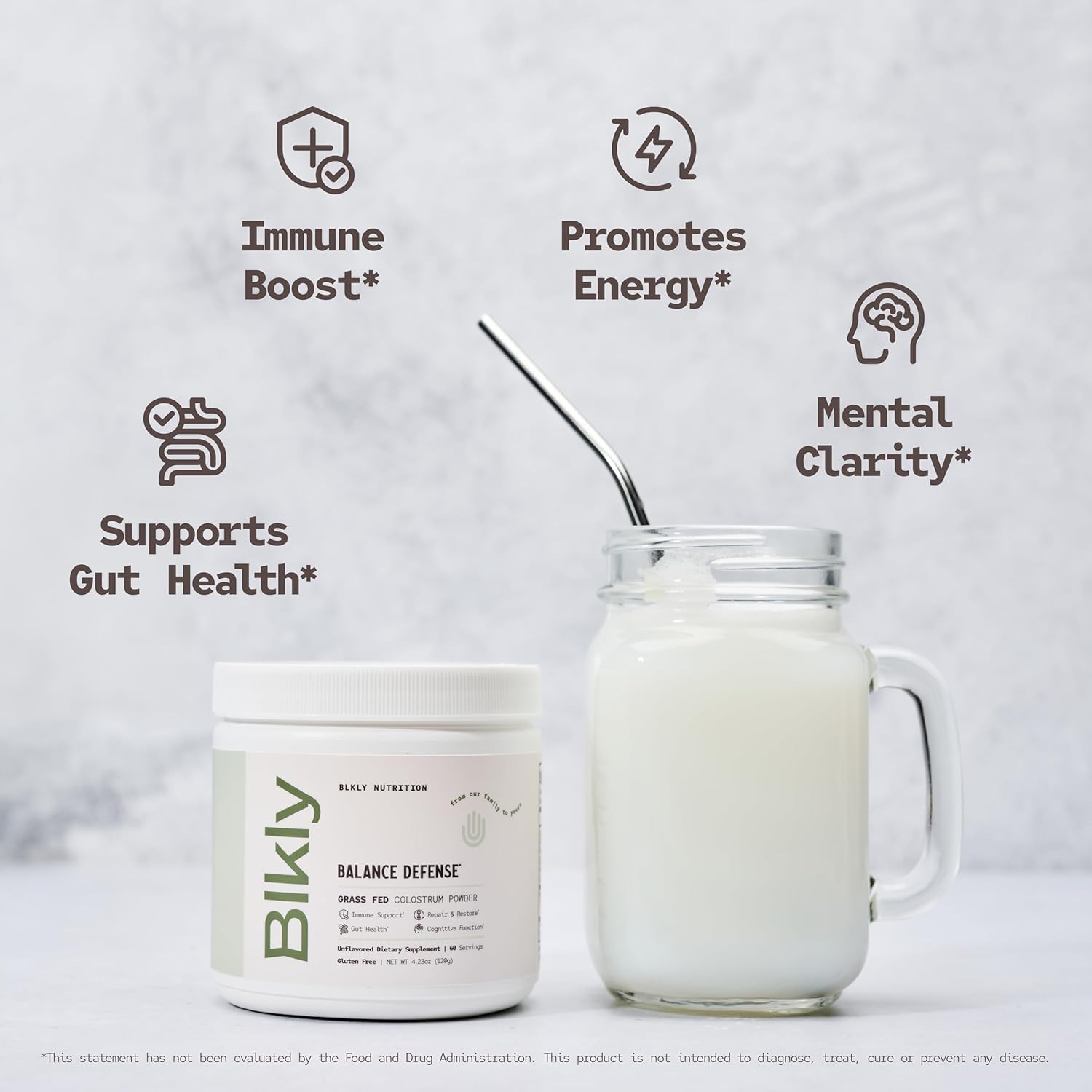 Natural IgG Colostrum Powder for Gut Health, Immune Support, & Muscle Recovery - 60 Servings