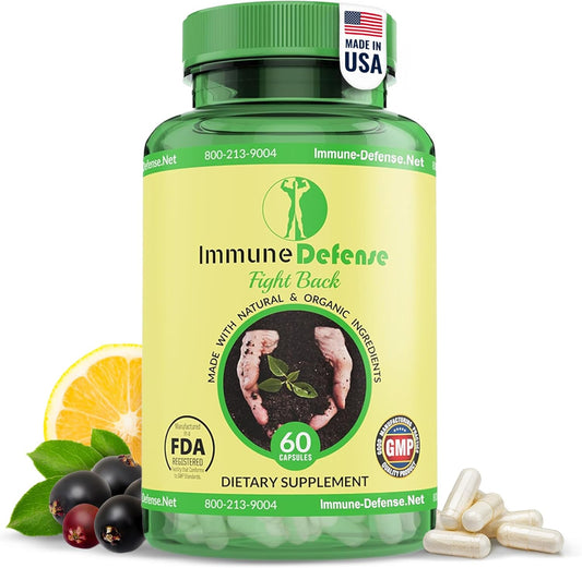 Natural Immune Support Supplement with Vitamin C, D, Elderberry, Garlic, Ginger, Lemon - 60 Capsules