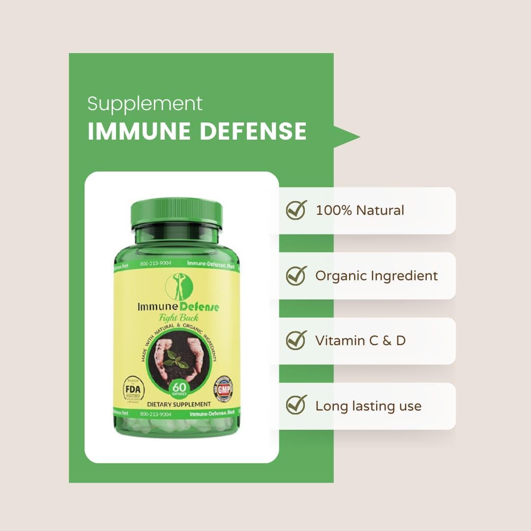 Natural Immune Support Supplement with Vitamin C, D, Elderberry, Garlic, Ginger, Lemon - 60 Capsules