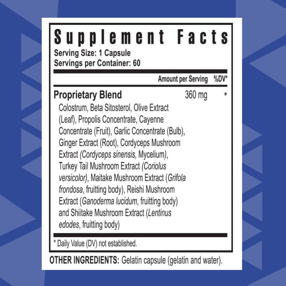 Natural Immune System Support with Bee Propolis, Mushrooms & Colostrum | Youngevity Killer Biotic FX Capsules - 60 Count