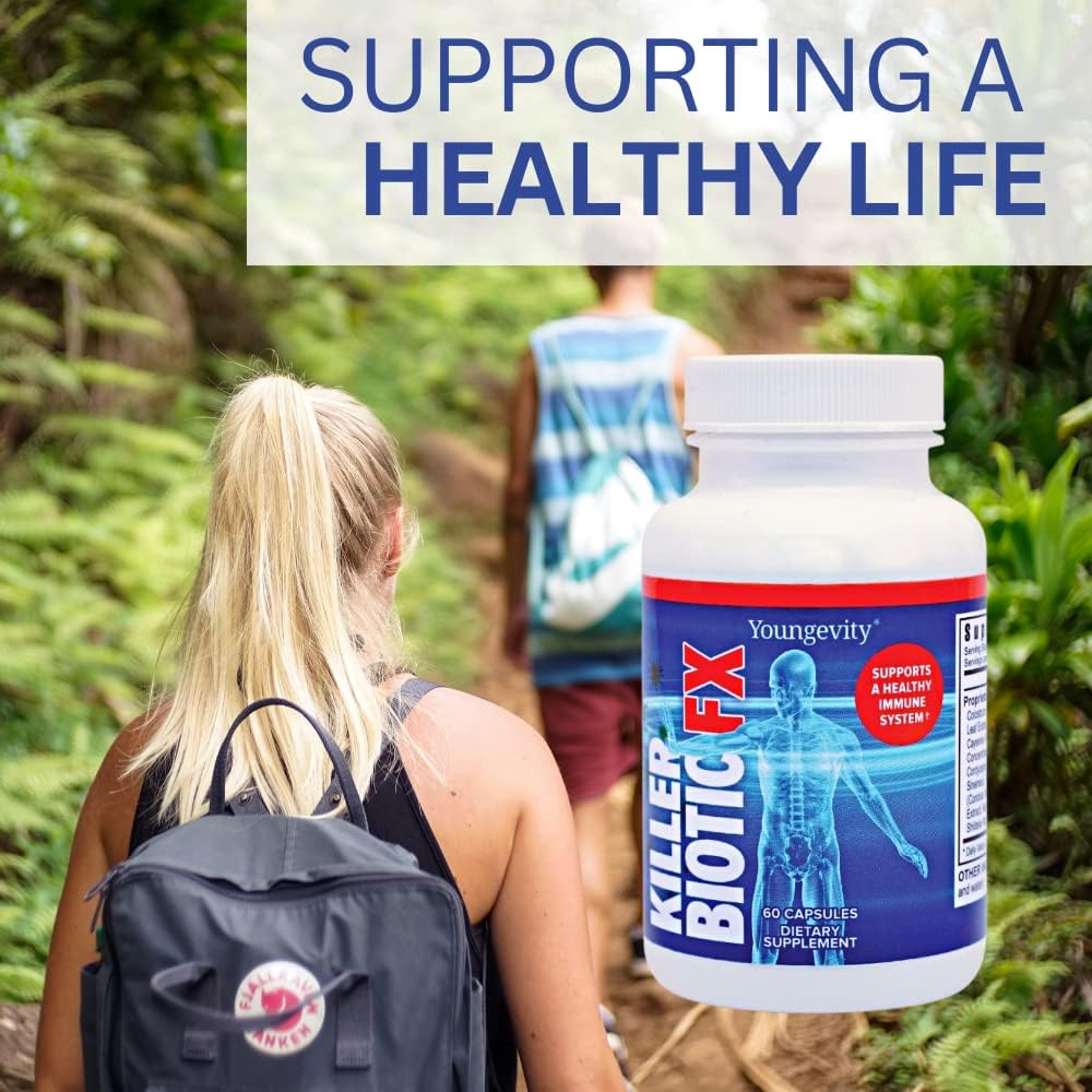 Natural Immune System Support with Bee Propolis, Mushrooms & Colostrum | Youngevity Killer Biotic FX Capsules - 60 Count