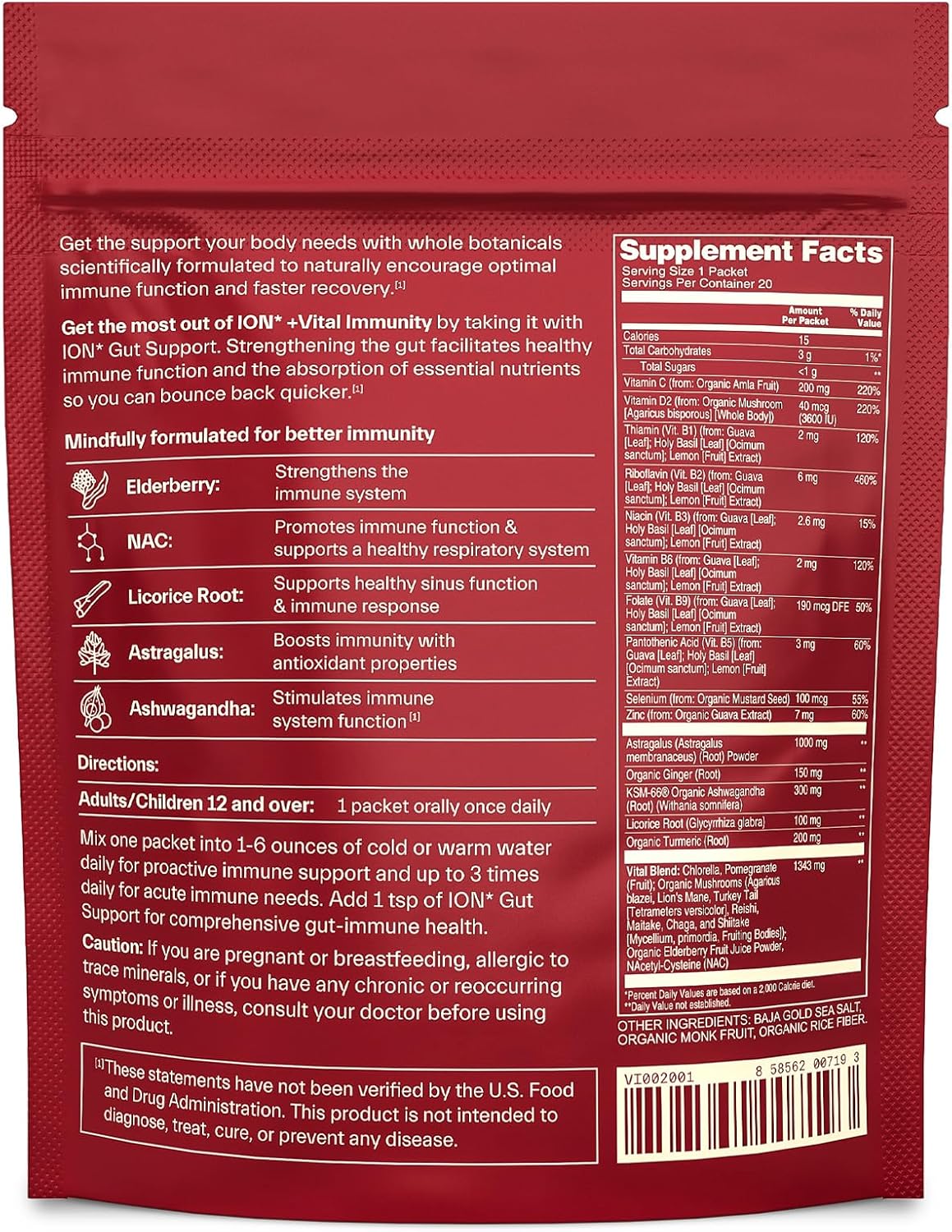 Natural Immune System Support with ION* Intelligence of Nature - Vegan, Gluten Free, No Sugar Added - 20 Packets