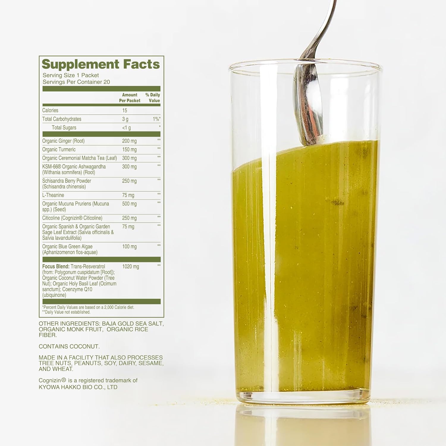 Natural Intelligence + Cognitive Enhancement | Boost Mental Energy & Alertness | Vegan & Gluten-Free | 20 Packets