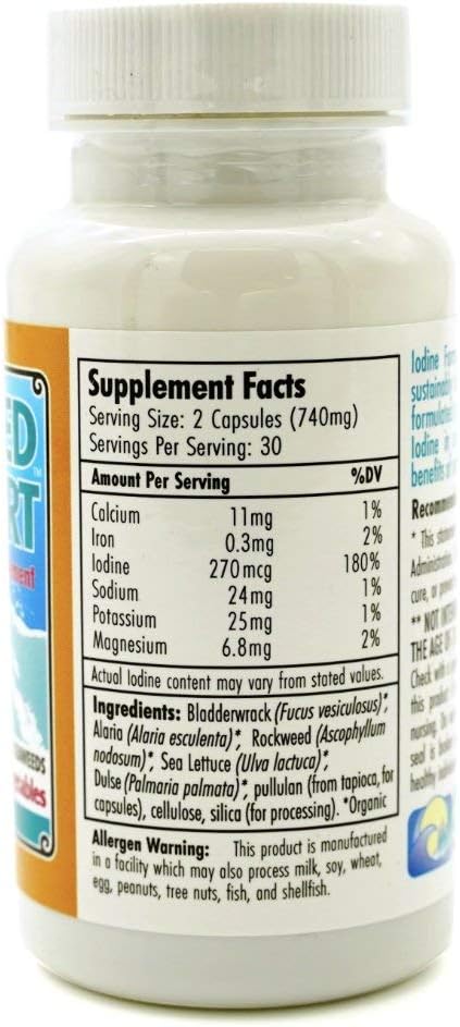 Natural Iodine Supplement from Maine Coast Sea Vegetables - Seaweed Support Formula - 60 Capsules