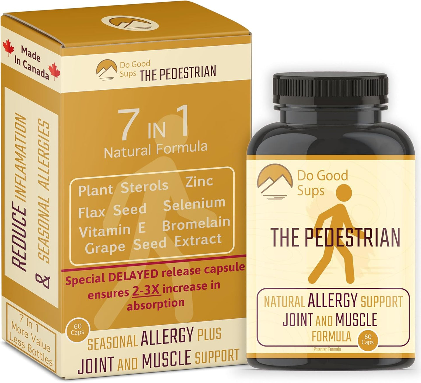 Natural Joint & Muscle Support Supplement for Adults - Allergy Relief with 7 Plant-Based Ingredients incl. Zinc, Vitamin E, & Flax Seed
