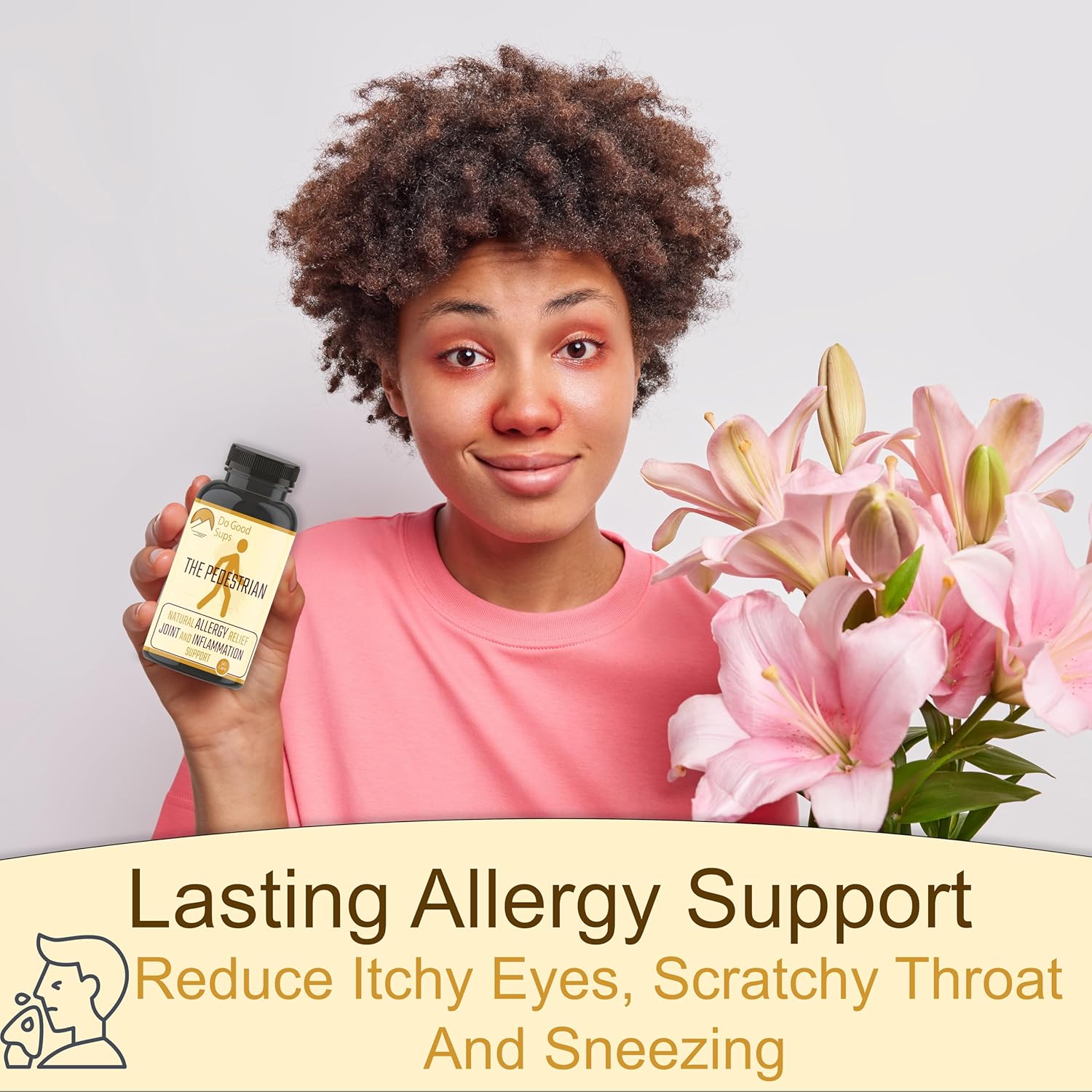 Natural Joint & Muscle Support Supplement for Adults - Allergy Relief with 7 Plant-Based Ingredients incl. Zinc, Vitamin E, & Flax Seed