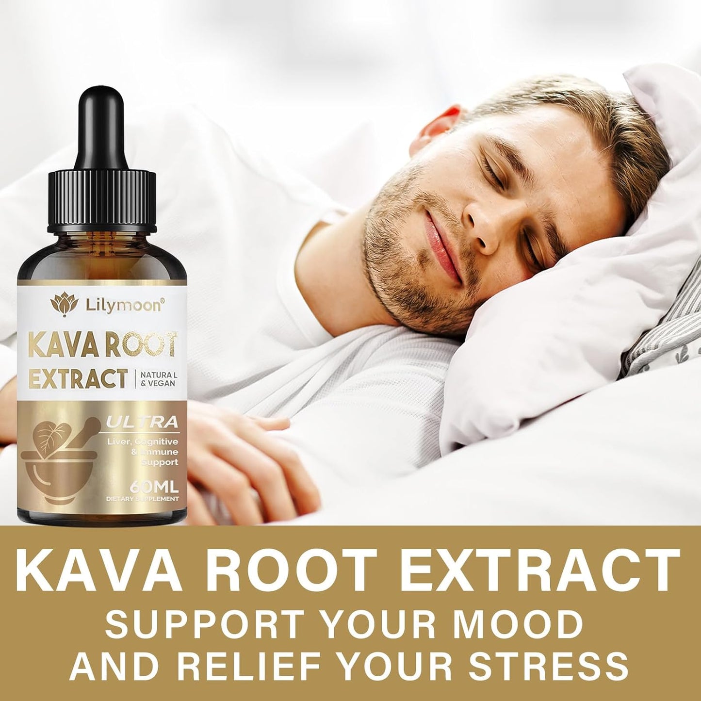 Natural Kava Root Extract Drops for Relaxation - Cognitive & Immune Support - Vegan & Non-GMO