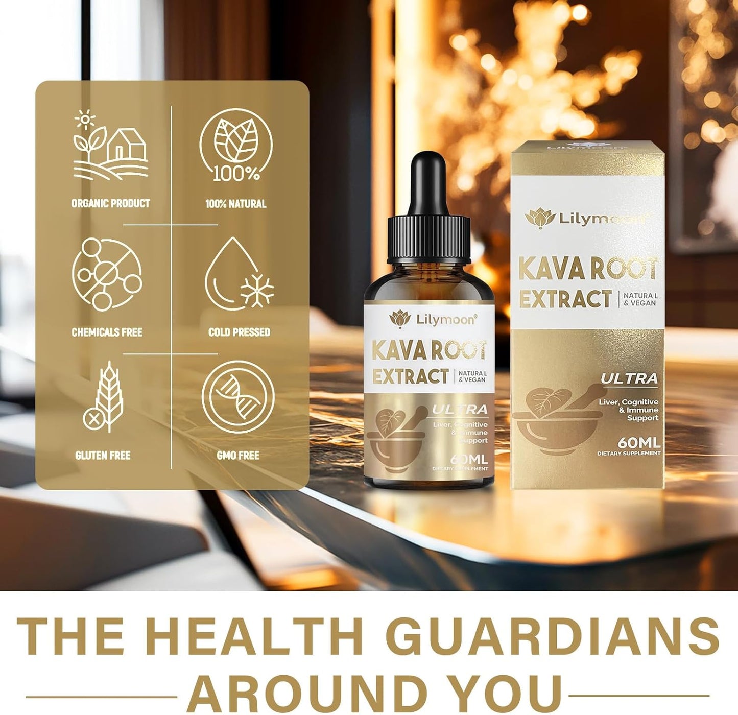 Natural Kava Root Extract Drops for Relaxation - Cognitive & Immune Support - Vegan & Non-GMO