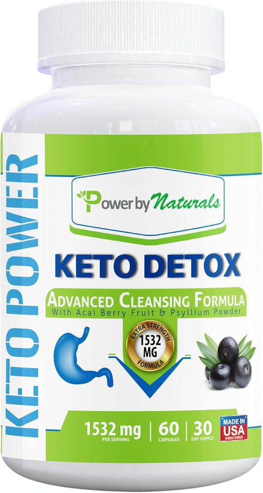 Natural Keto Detox & Support Capsules - Herbal Blend for Energy & Digestive Balance - 60 Count
