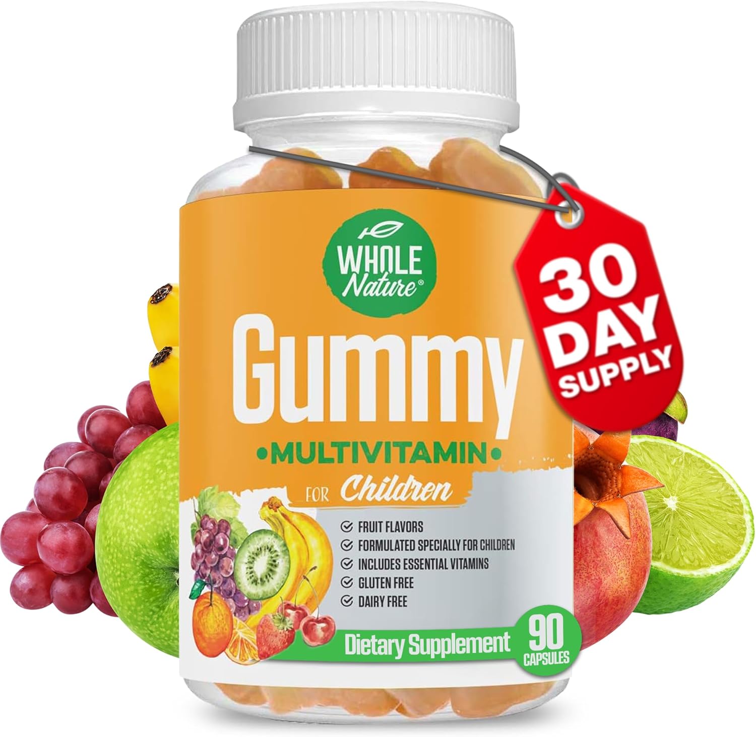 Natural Kids Gummy Multivitamin - 90 Gummies, Daily Essentials Children's Vitamins & Minerals, Fruit Flavor, No Artificial Sugar - Dairy & Gluten Free for Overall Wellness